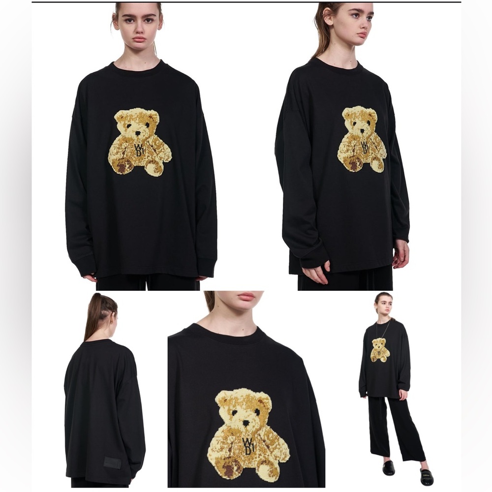 WE11DONE Black Teddy Crew short Sleeve CottonTee XS Korean High-end Brand Unisex